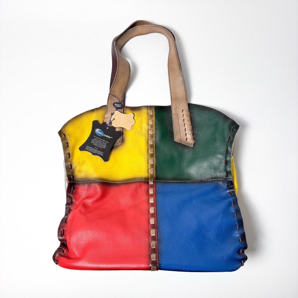 Amerileather Patchwork Multicolor Top Grain Pebbl… - image 2